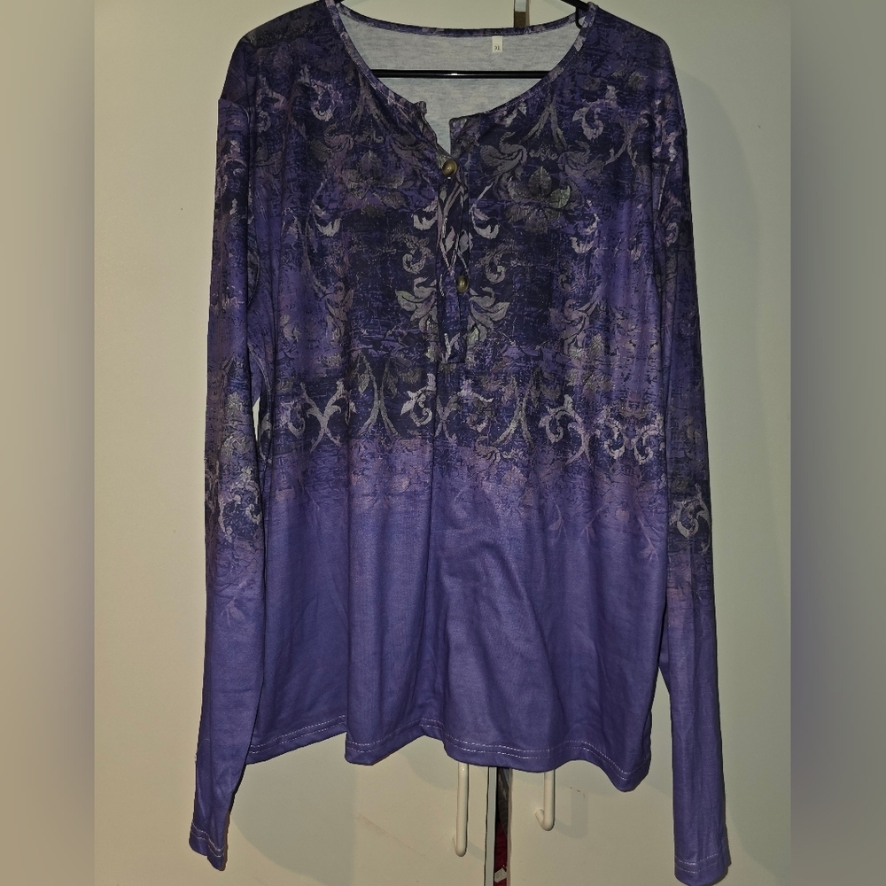 NWOT Source Unknown Floral Purple Blouse